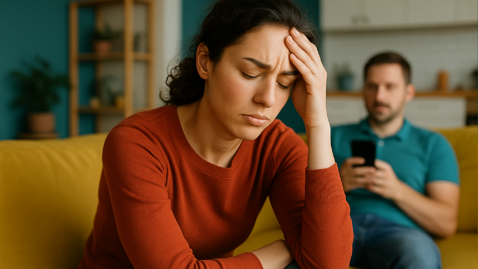 Imagem ilustrativa sobre Sobrecarga mental: como a demanda invisível de cuidado afeta as mulheres em relacionamentos heteross