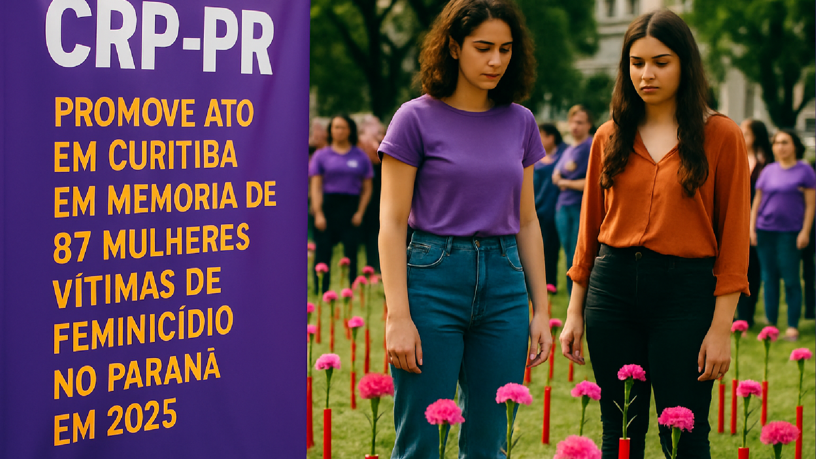 Imagem ilustrativa sobre CRP-PR promove ato em Curitiba em memória de 87 mulheres vítimas de feminicídio no Paraná em 2025