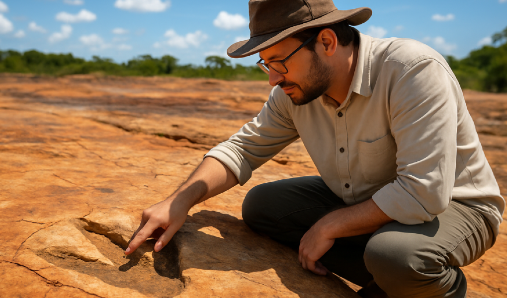 Imagem ilustrativa sobre Pesquisa sobre pegadas inéditas de dinossauros em Roraima é publicada em revista científica internac